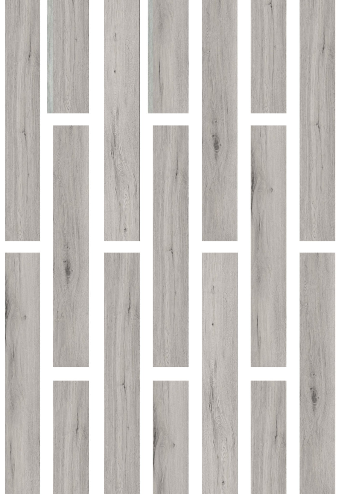 Ash Gray – DYAR New Mountain wood-look SPC, plank layout