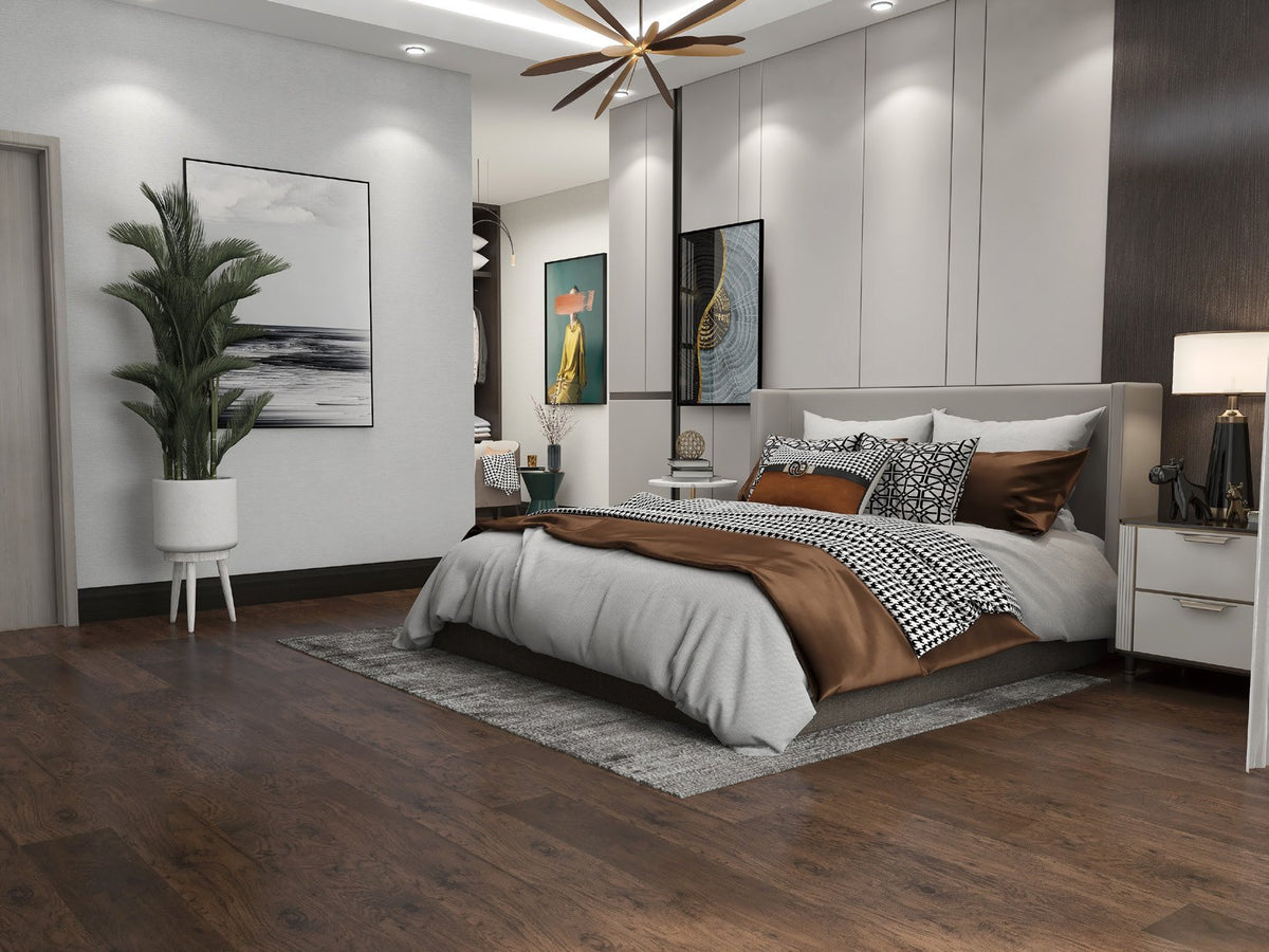 Cozy Espresso – DYAR New Mountain wood-look SPC, room scene