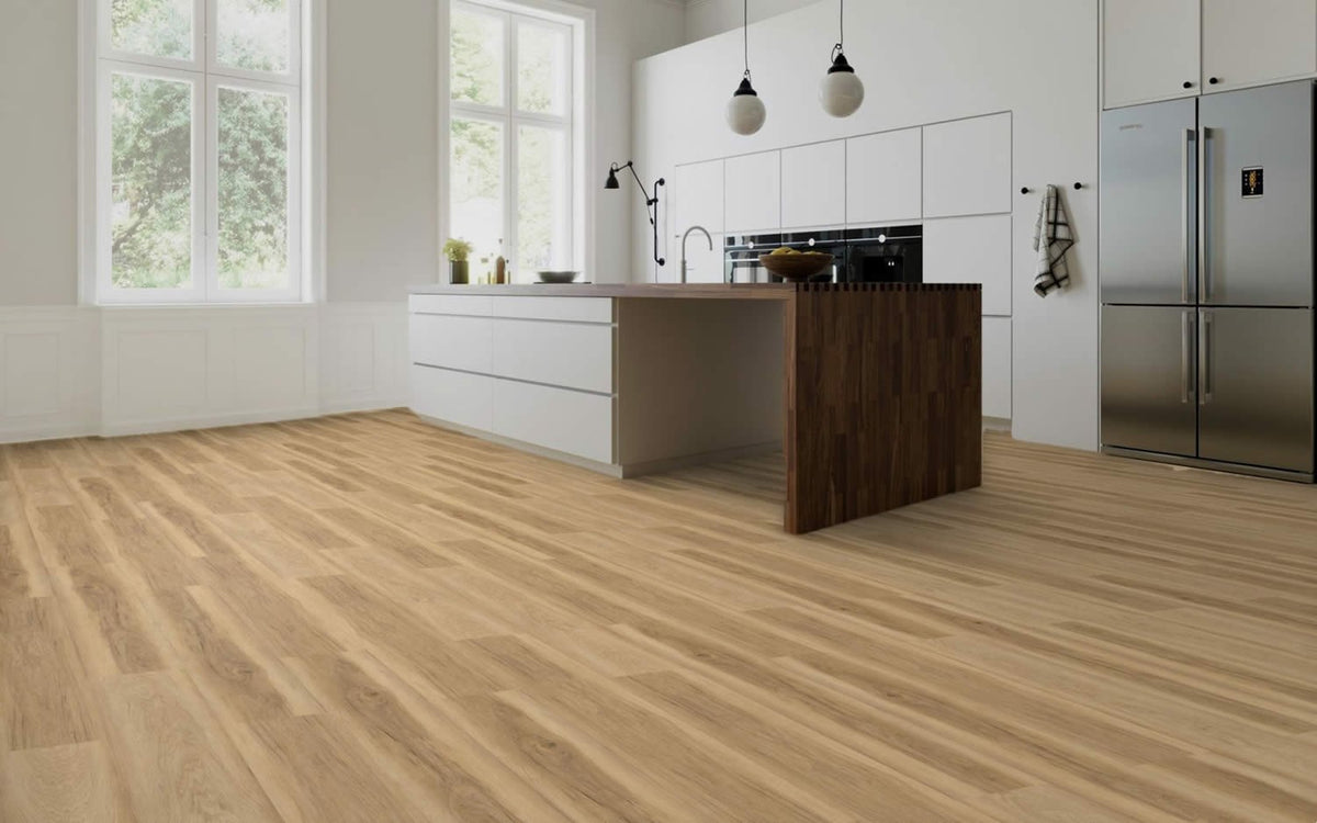 Carolina Hickory AA wood-look SPC by Homelike, room scene