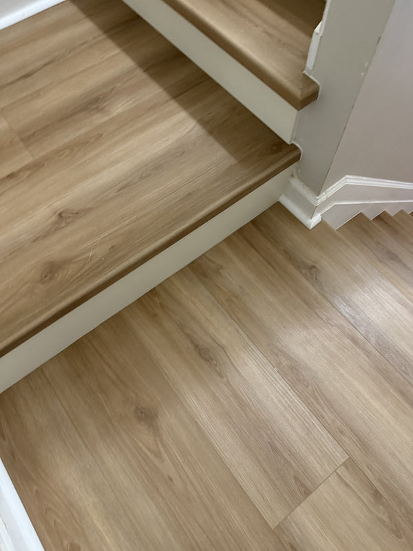 Wood-look LVP floors and stairs, Oakwood