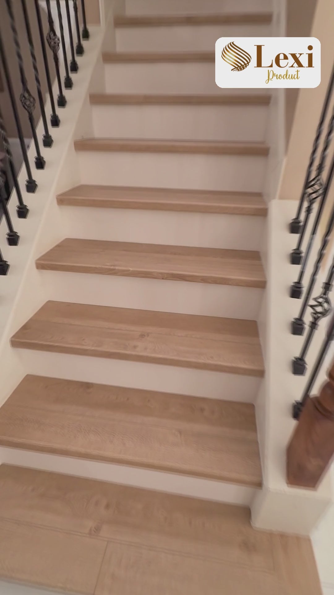 Ecru Iris wood-look SPC by Lexi, installed stairs video